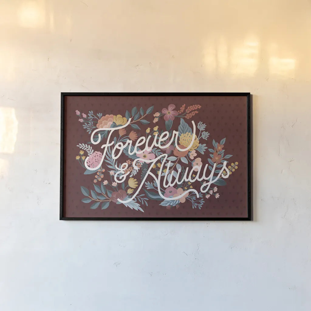 Love Letters II Forever by Laura Marshall. shown as a paper print in a black flame. Available as a archival giclee rolled canvas, fine art paper, or poster print. SKU 78012i.