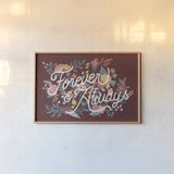Love Letters II Forever by Laura Marshall. shown as a paper print in a natural frame. Available as a archival giclee rolled canvas, fine art paper, or poster print. SKU 78012i.