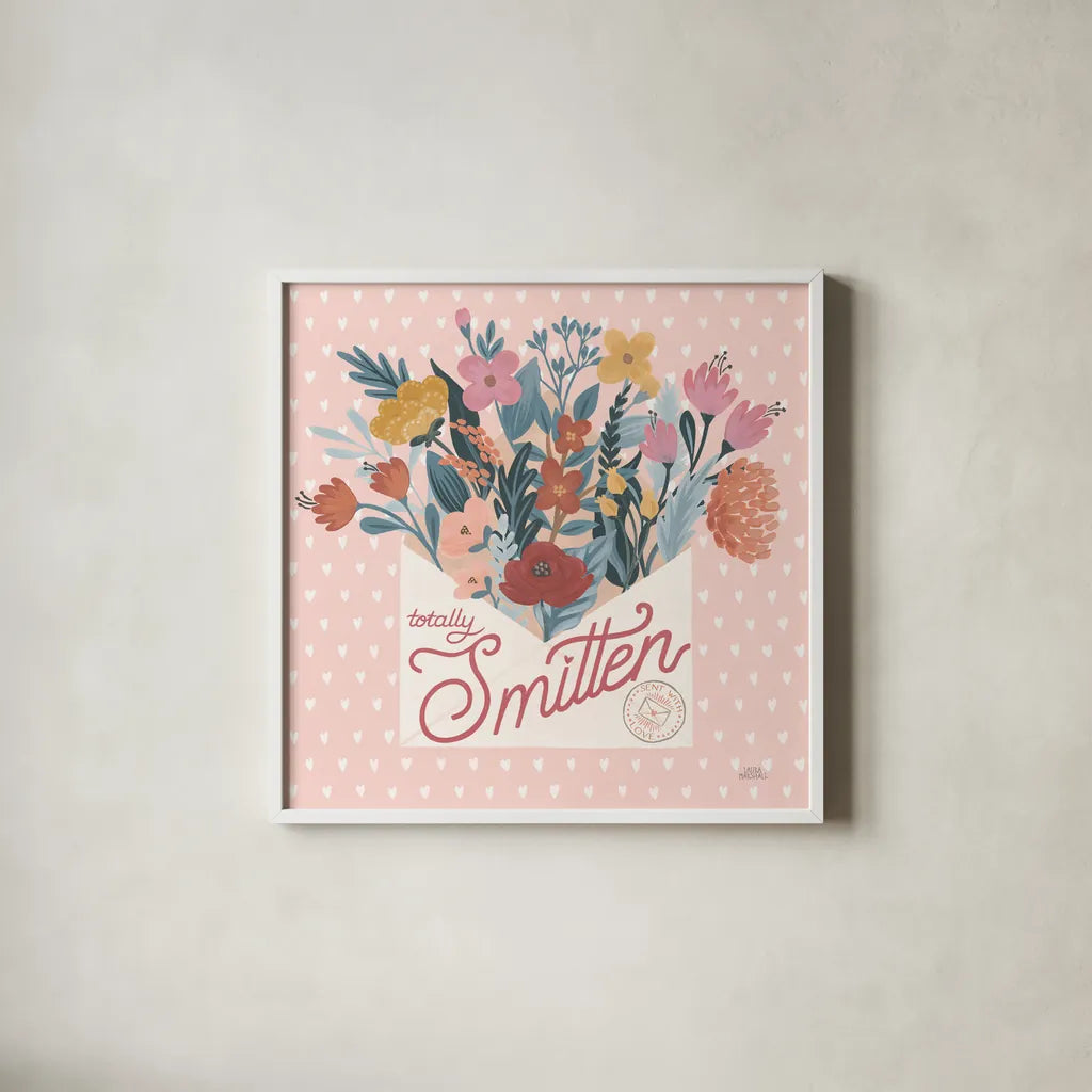 Love Letters III by Laura Marshall. Shown in a crisp white glass frame for a clean and minimalist style. Available as an archival giclee rolled canvas, fine art paper, or poster print. SKU 61076a.