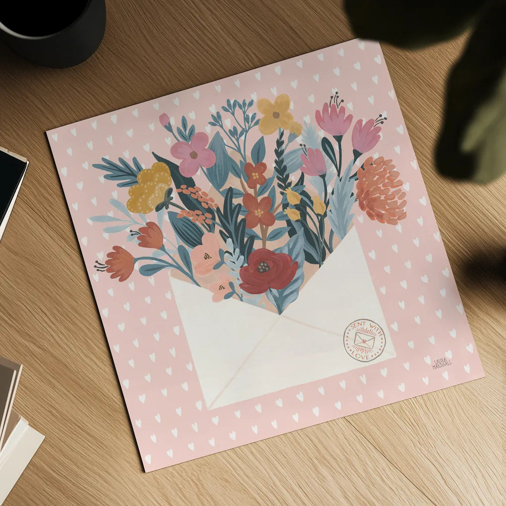 Love Letters III No Words by Laura Marshall. Shown as a detailed flat fine art print, highlighting archival giclee quality. Available as an archival giclee rolled canvas, fine art paper, or poster print. SKU 61842a.