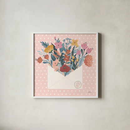 Love Letters III No Words by Laura Marshall. Shown in a crisp white glass frame for a clean and minimalist style. Available as an archival giclee rolled canvas, fine art paper, or poster print. SKU 61842a.