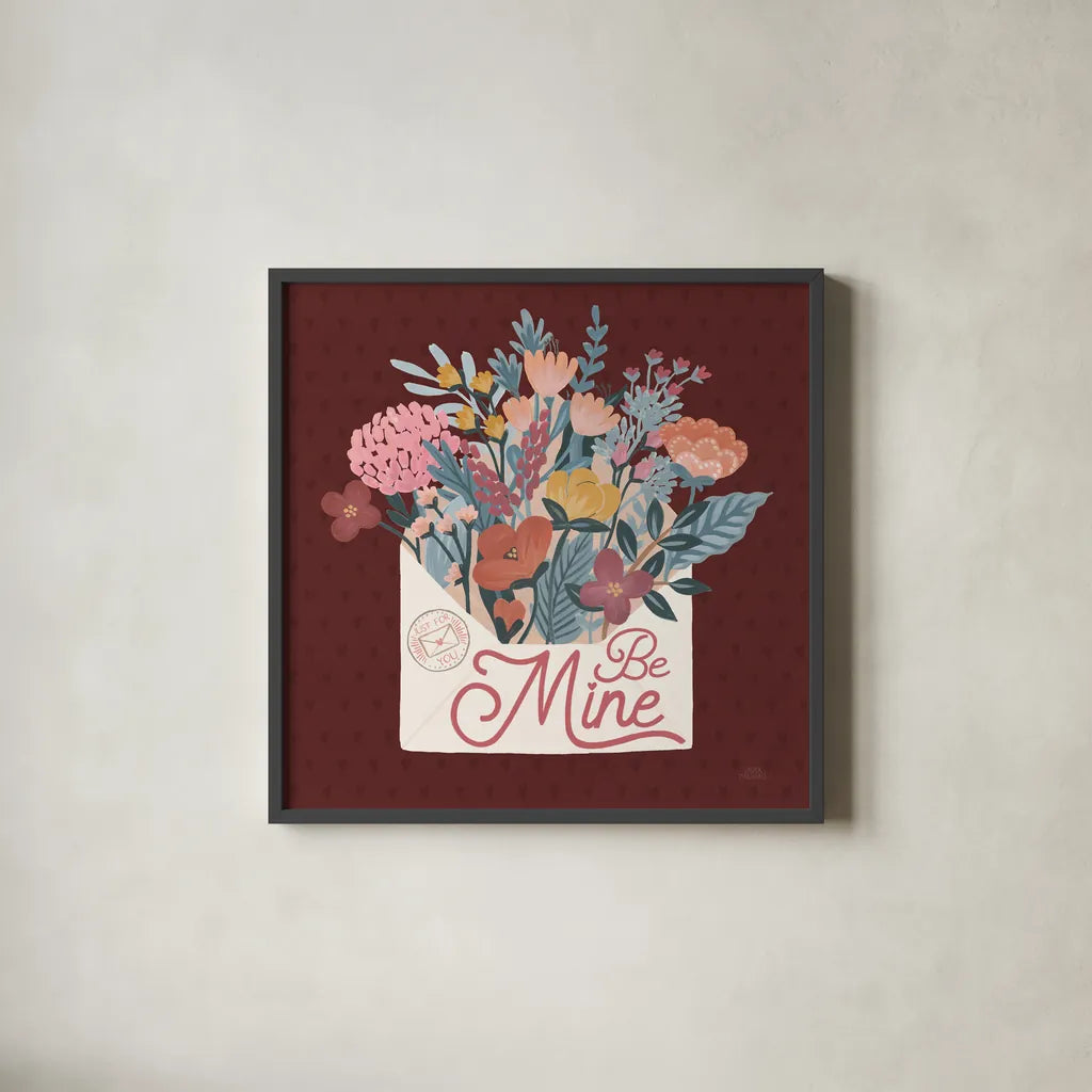 Love Letters IV by Laura Marshall. Shown in a sleek black glass frame for a contemporary gallery look. Available as an archival giclee rolled canvas, fine art paper, or poster print. SKU 61077a.