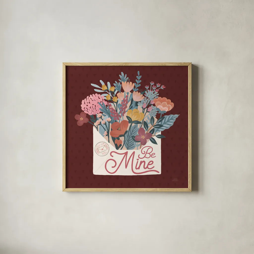 Love Letters IV by Laura Marshall. Shown in a natural wood glass frame for a timeless modern aesthetic. Available as an archival giclee rolled canvas, fine art paper, or poster print. SKU 61077a.