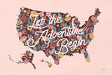 Love Letters Map by Laura Marshall. SKU 63414i. Archival Giclee Fine art print for wall decor.