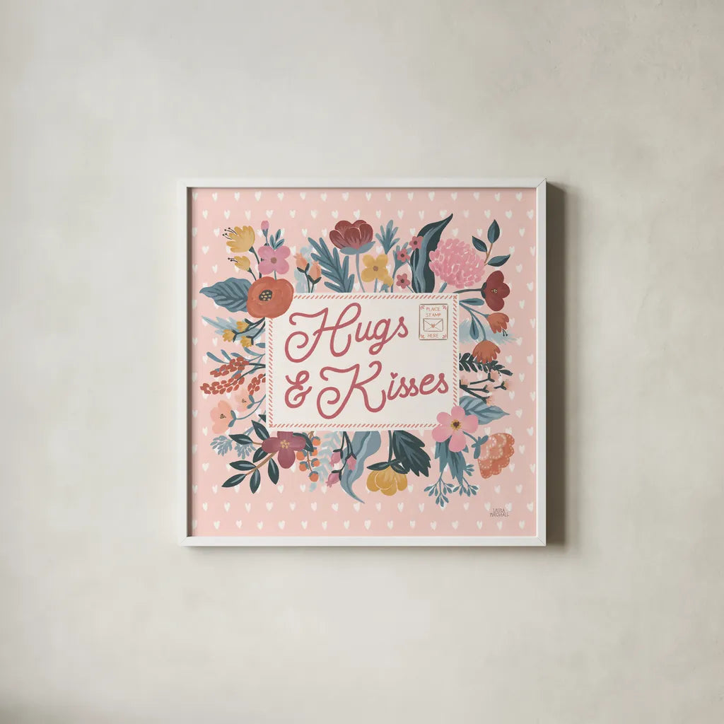 Love Letters VI by Laura Marshall. Shown in a crisp white glass frame for a clean and minimalist style. Available as an archival giclee rolled canvas, fine art paper, or poster print. SKU 61079a.