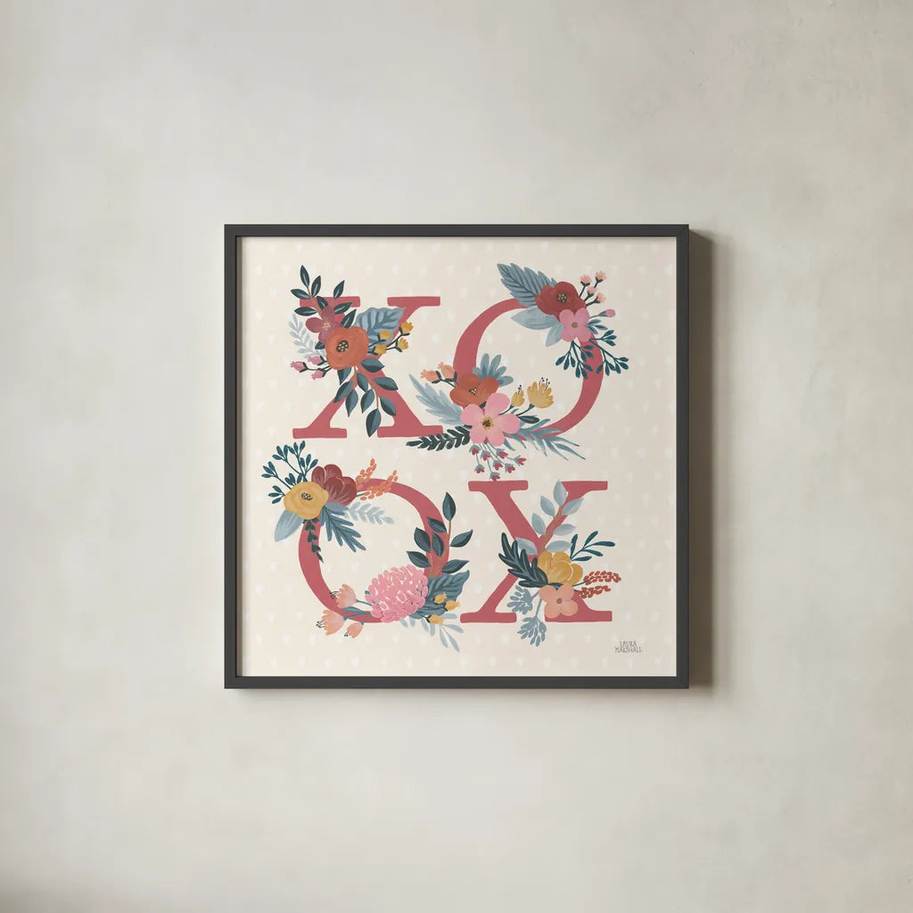 Love Letters VIII by Laura Marshall. Shown in a sleek black glass frame for a contemporary gallery look. Available as an archival giclee rolled canvas, fine art paper, or poster print. SKU 61081a.