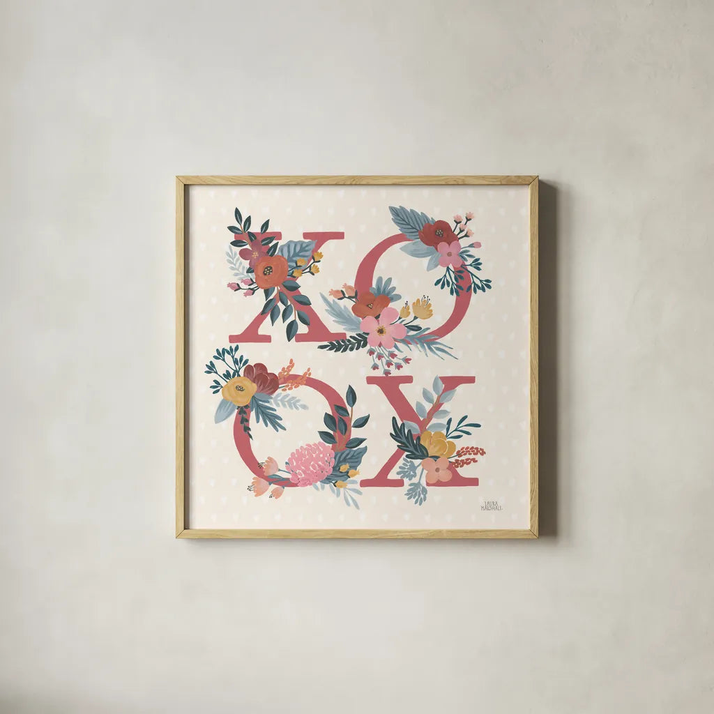 Love Letters VIII by Laura Marshall. Shown in a natural wood glass frame for a timeless modern aesthetic. Available as an archival giclee rolled canvas, fine art paper, or poster print. SKU 61081a.