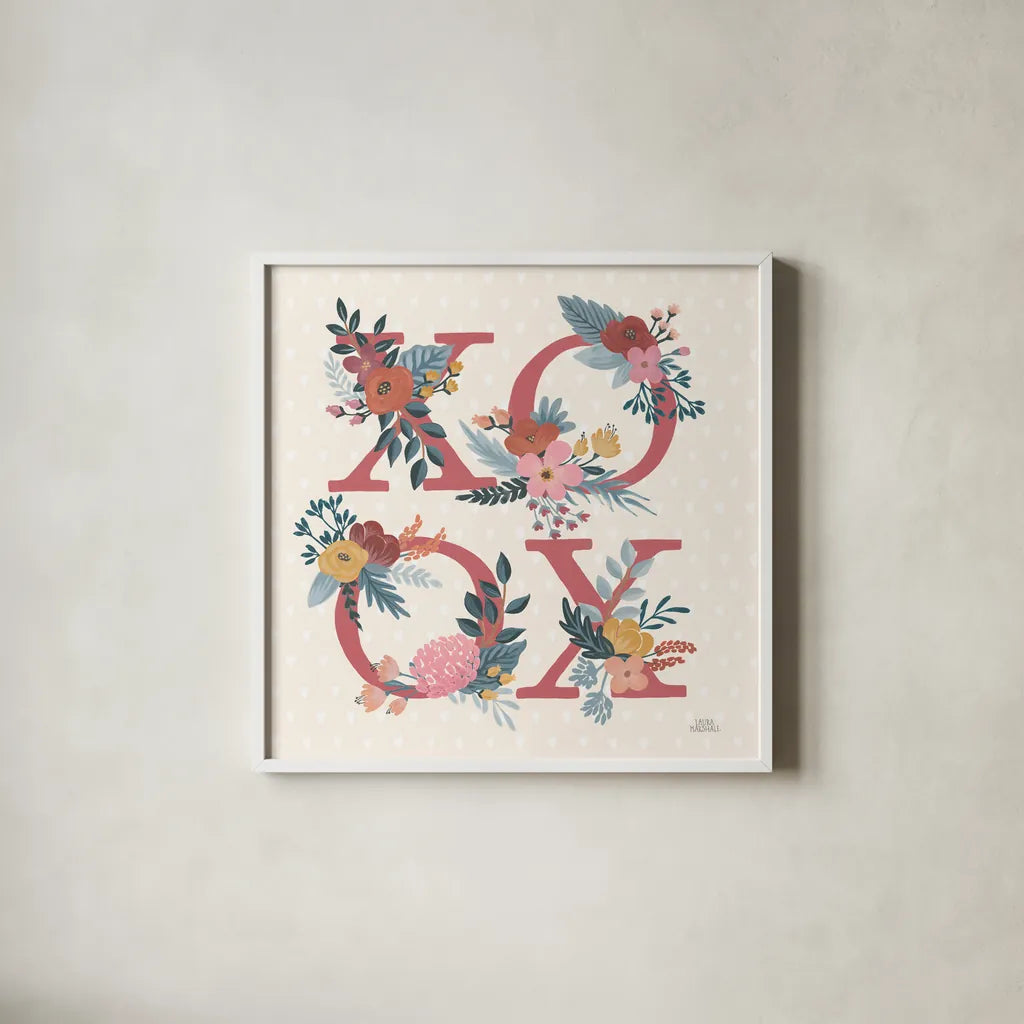 Love Letters VIII by Laura Marshall. Shown in a crisp white glass frame for a clean and minimalist style. Available as an archival giclee rolled canvas, fine art paper, or poster print. SKU 61081a.