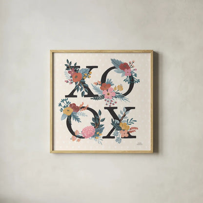 Love Letters VIII Black by Laura Marshall. Shown in a natural wood glass frame for a timeless modern aesthetic. Available as an archival giclee rolled canvas, fine art paper, or poster print. SKU 70513a.
