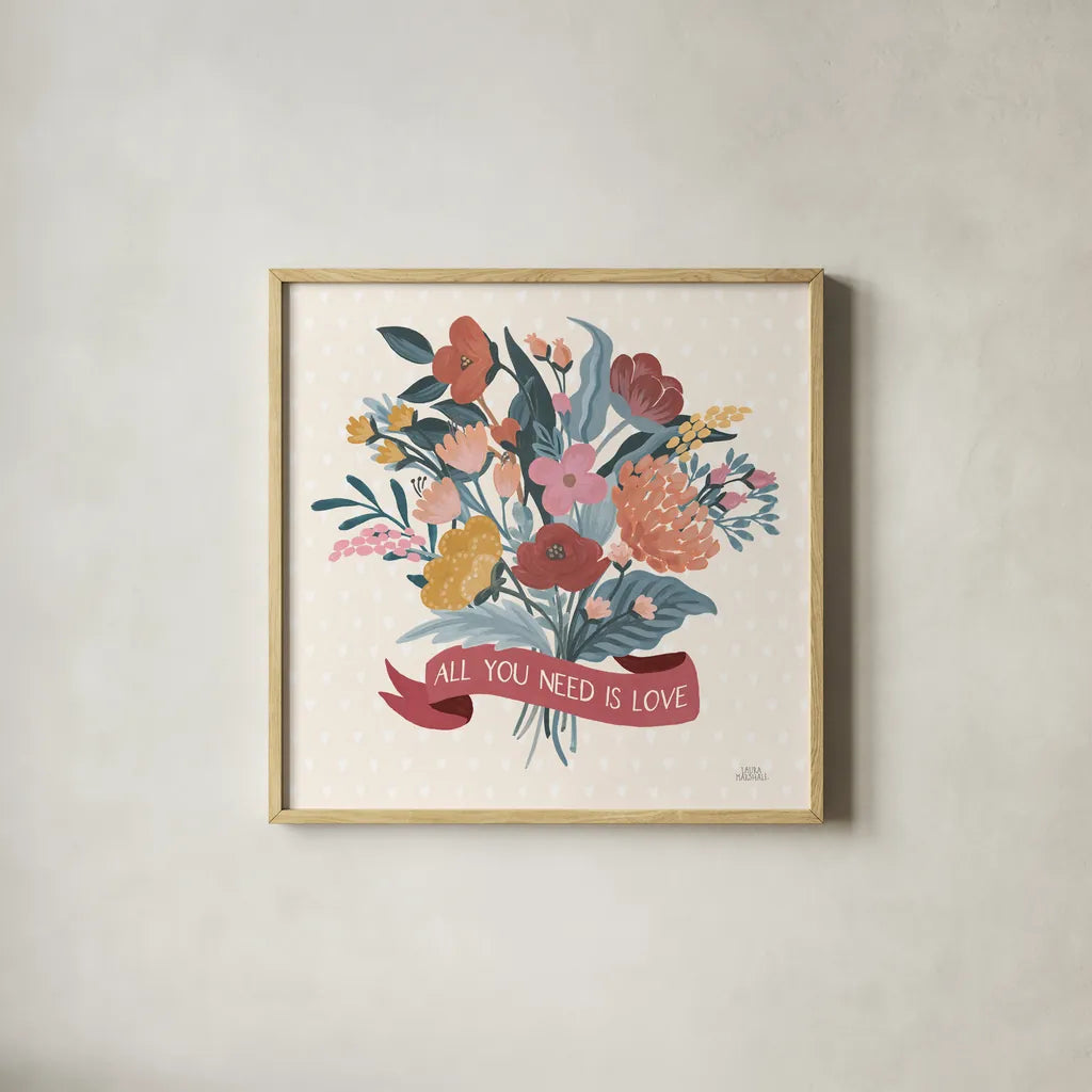 Love Letters X by Laura Marshall. Shown in a natural wood glass frame for a timeless modern aesthetic. Available as an archival giclee rolled canvas, fine art paper, or poster print. SKU 61083a.