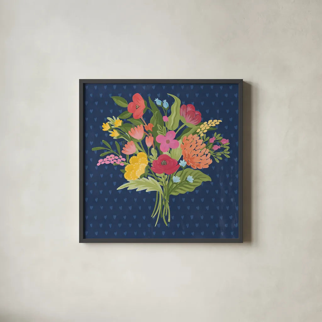 Love Letters X No Banner Blue by Laura Marshall. Shown in a sleek black glass frame for a contemporary gallery look. Available as an archival giclee rolled canvas, fine art paper, or poster print. SKU 67064a.