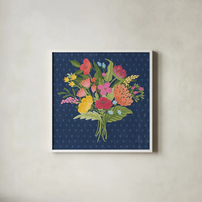 Love Letters X No Banner Blue by Laura Marshall. Shown in a crisp white glass frame for a clean and minimalist style. Available as an archival giclee rolled canvas, fine art paper, or poster print. SKU 67064a.