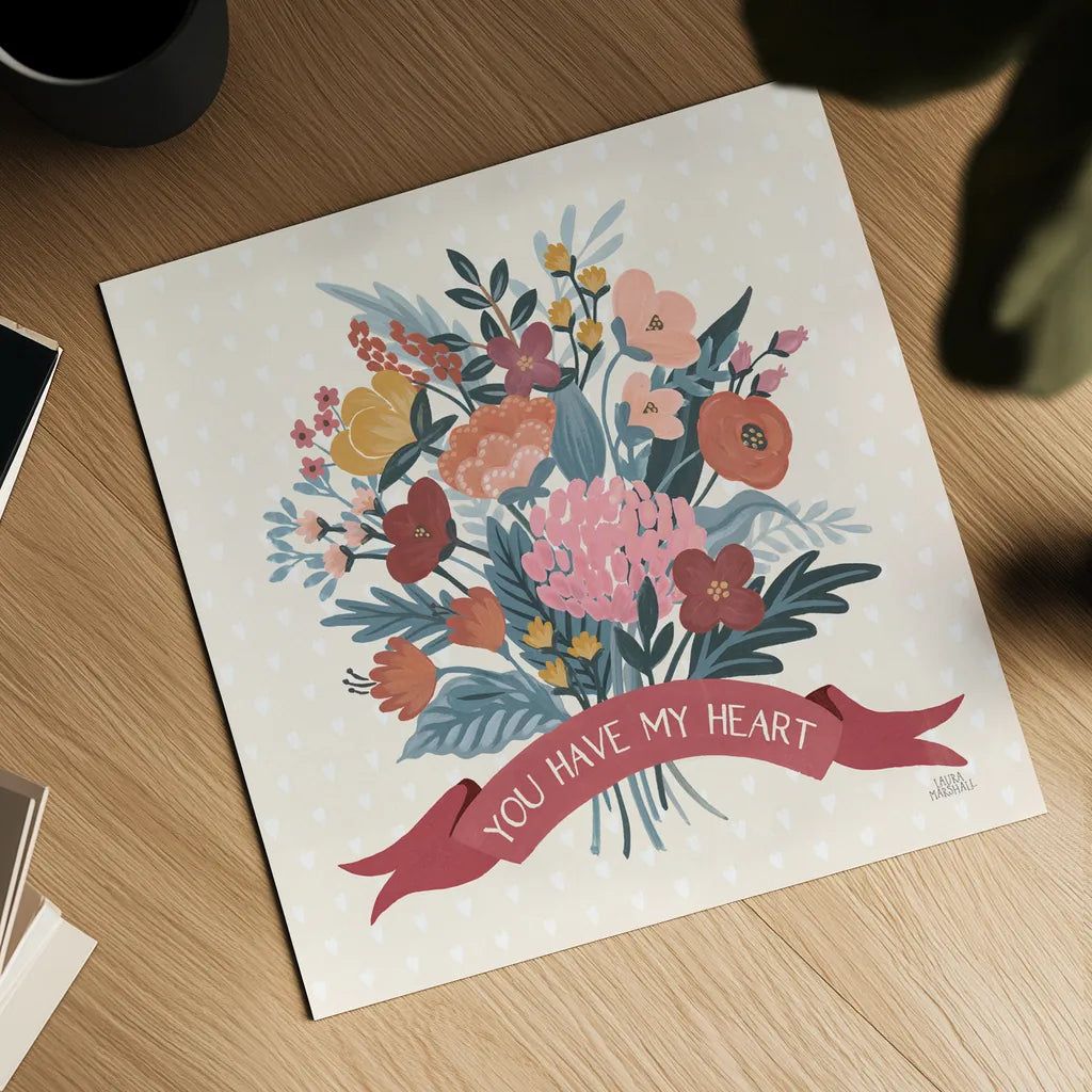 Love Letters XI by Laura Marshall. Shown as a detailed flat fine art print, highlighting archival giclee quality. Available as an archival giclee rolled canvas, fine art paper, or poster print. SKU 61084a.