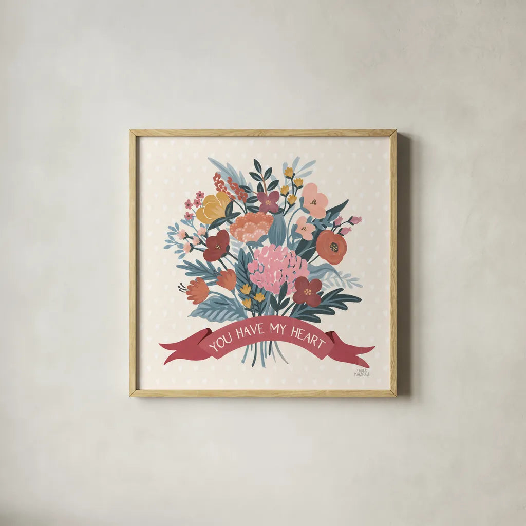 Love Letters XI by Laura Marshall. Shown in a natural wood glass frame for a timeless modern aesthetic. Available as an archival giclee rolled canvas, fine art paper, or poster print. SKU 61084a.