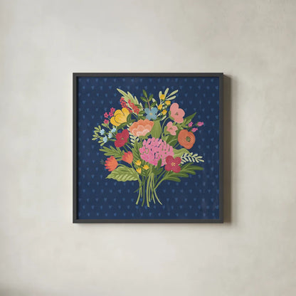 Love Letters XI No Banner Blue by Laura Marshall. Shown in a sleek black glass frame for a contemporary gallery look. Available as an archival giclee rolled canvas, fine art paper, or poster print. SKU 67065a.