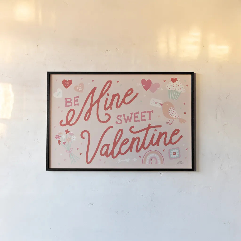 Lovebirds I by Laura Marshall. shown as a paper print in a black flame. Available as a archival giclee rolled canvas, fine art paper, or poster print. SKU 77441i.