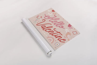 Lovebirds I Hello Valentine by Laura Marshall. shown as a rolled paper print. Available as archival giclee rolled canvas, fine art paper, or poster print. SKU 97405i.