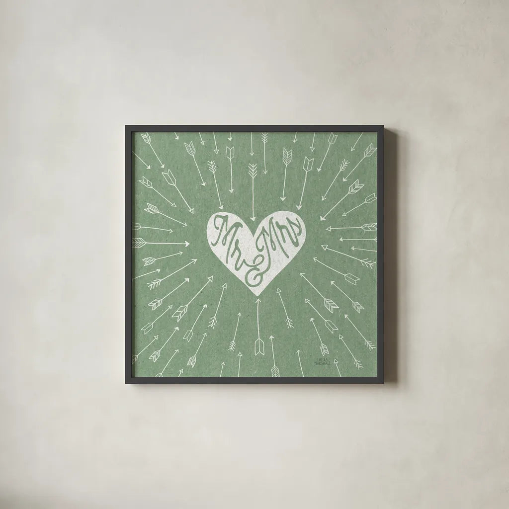 Lovestruck I Sq by Laura Marshall. Shown in a sleek black glass frame for a contemporary gallery look. Available as an archival giclee rolled canvas, fine art paper, or poster print. SKU 55627a.