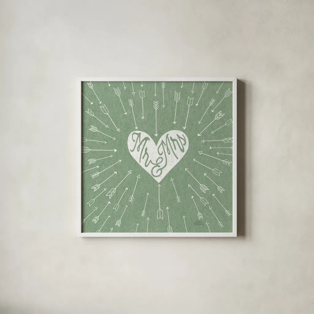 Lovestruck I Sq by Laura Marshall. Shown in a crisp white glass frame for a clean and minimalist style. Available as an archival giclee rolled canvas, fine art paper, or poster print. SKU 55627a.