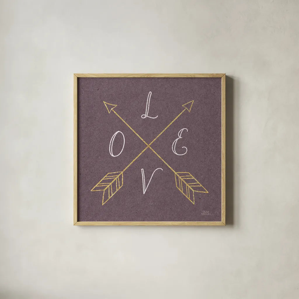 Lovestruck II Sq by Laura Marshall. Shown in a natural wood glass frame for a timeless modern aesthetic. Available as an archival giclee rolled canvas, fine art paper, or poster print. SKU 55628a.