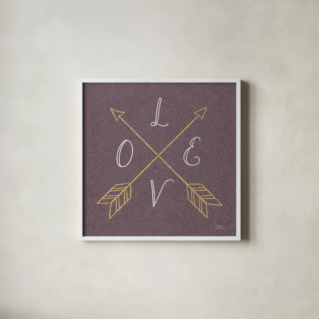 Lovestruck II Sq by Laura Marshall. Shown in a crisp white glass frame for a clean and minimalist style. Available as an archival giclee rolled canvas, fine art paper, or poster print. SKU 55628a.