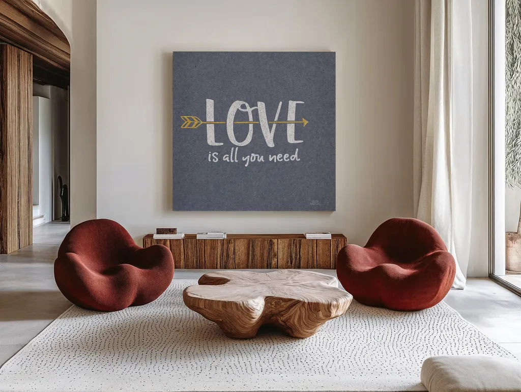 Lovestruck V Sq by Laura Marshall. Shown as extra-large giant wall art in a modern living room. Available as an archival giclee rolled canvas, fine art paper, or poster print. SKU 55631a.