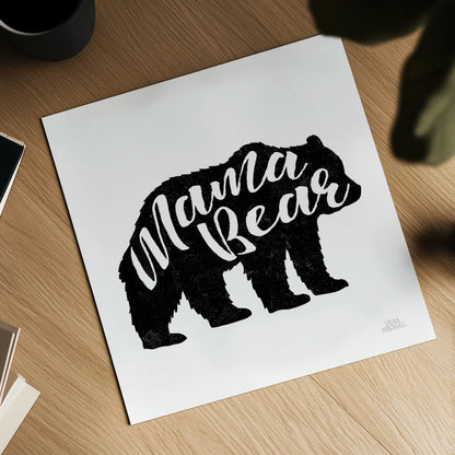 Mama Bear by Laura Marshall. Shown as a detailed flat fine art print, highlighting archival giclee quality. Available as an archival giclee rolled canvas, fine art paper, or poster print. SKU 45441a.