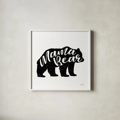 Mama Bear by Laura Marshall. Shown in a crisp white glass frame for a clean and minimalist style. Available as an archival giclee rolled canvas, fine art paper, or poster print. SKU 45441a.