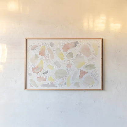 Meadow Breeze I by Laura Marshall. shown as a paper print in a natural frame. Available as a archival giclee rolled canvas, fine art paper, or poster print. SKU 34901i.