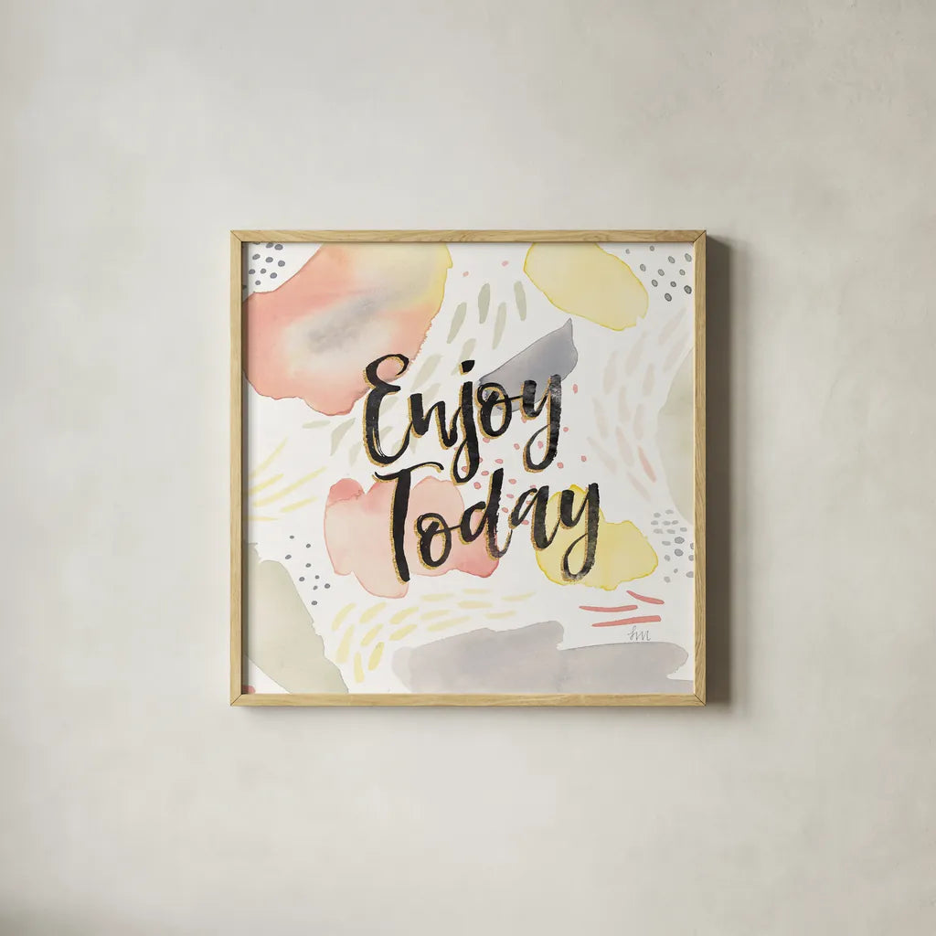 Meadow Breeze IV by Laura Marshall. Shown in a natural wood glass frame for a timeless modern aesthetic. Available as an archival giclee rolled canvas, fine art paper, or poster print. SKU 34904a.