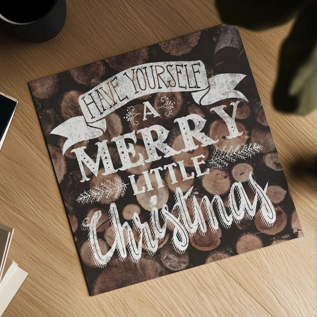 Merry Little Christmas Neutral by Laura Marshall. Shown as a detailed flat fine art print, highlighting archival giclee quality. Available as an archival giclee rolled canvas, fine art paper, or poster print. SKU 37355a.