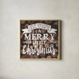 Merry Little Christmas Neutral by Laura Marshall. Shown in a natural wood glass frame for a timeless modern aesthetic. Available as an archival giclee rolled canvas, fine art paper, or poster print. SKU 37355a.
