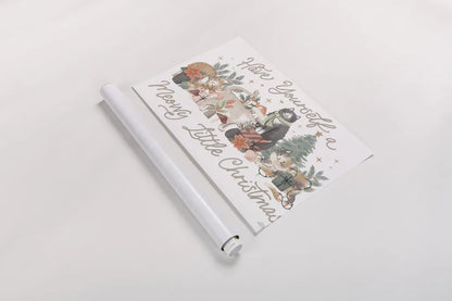 Merry Meows I by Laura Marshall. shown as a rolled paper print. Available as archival giclee rolled canvas, fine art paper, or poster print. SKU 100369i.