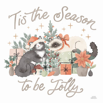 Merry Meows II by Laura Marshall. SKU 100370a. Archival Giclee Fine art print for wall decor.