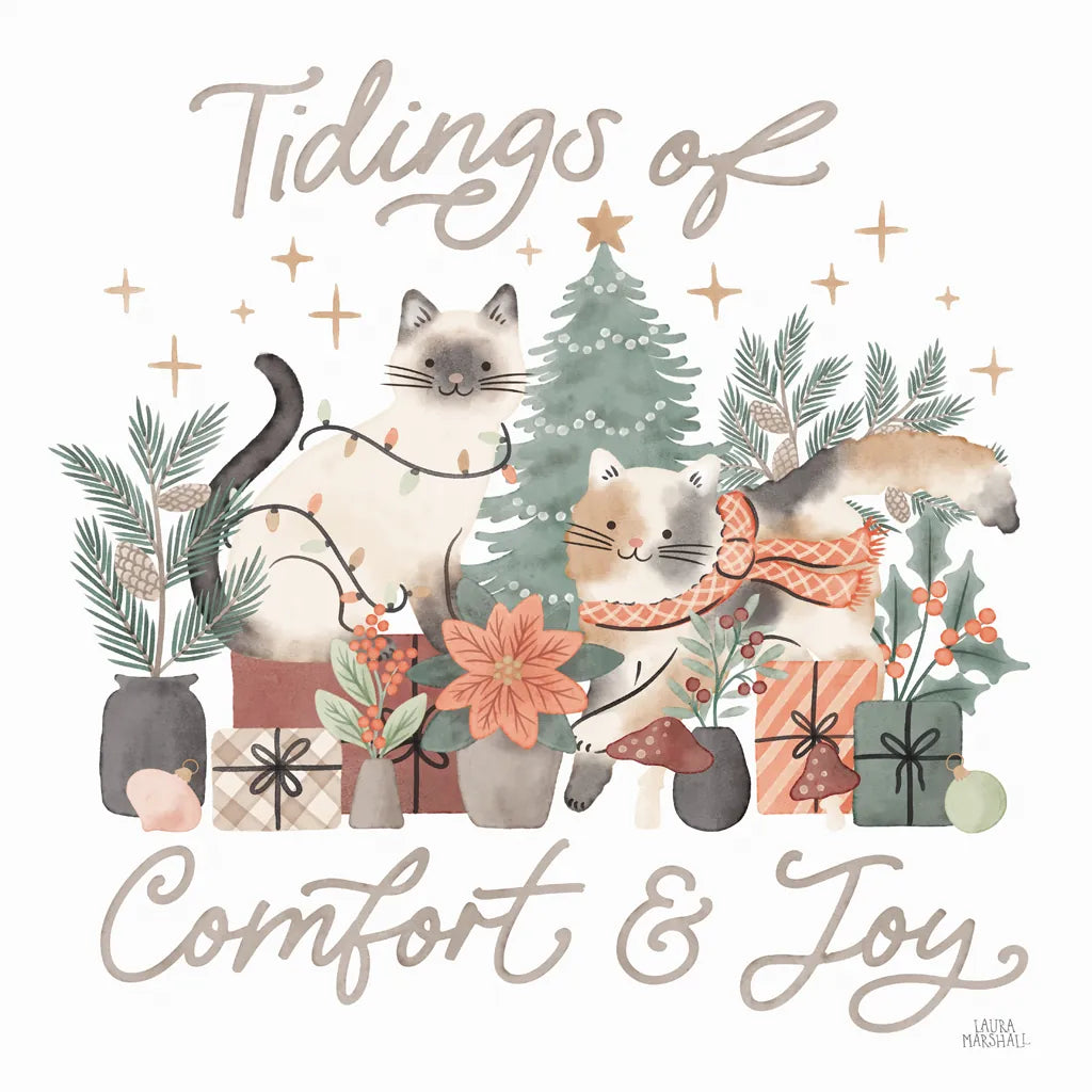 Merry Meows III by Laura Marshall. SKU 100371a. Archival Giclee Fine art print for wall decor.