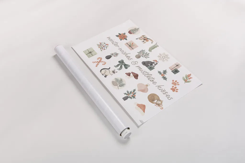 Merry Meows IV by Laura Marshall. shown as a rolled paper print. Available as archival giclee rolled canvas, fine art paper, or poster print. SKU 100372i.