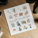 Merry Meows V by Laura Marshall. Shown as a detailed flat fine art print, highlighting archival giclee quality. Available as an archival giclee rolled canvas, fine art paper, or poster print. SKU 100373a.