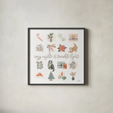 Merry Meows V by Laura Marshall. Shown in a sleek black glass frame for a contemporary gallery look. Available as an archival giclee rolled canvas, fine art paper, or poster print. SKU 100373a.