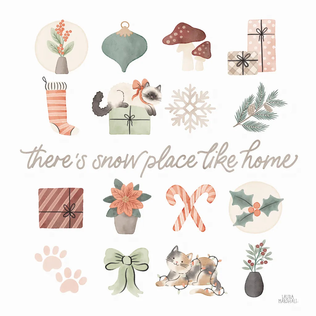 Merry Meows VI by Laura Marshall. SKU 100374a. Archival Giclee Fine art print for wall decor.