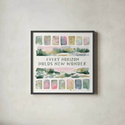 Midsummer Meadow III by Laura Marshall. Shown in a sleek black glass frame for a contemporary gallery look. Available as an archival giclee rolled canvas, fine art paper, or poster print. SKU 101332a.