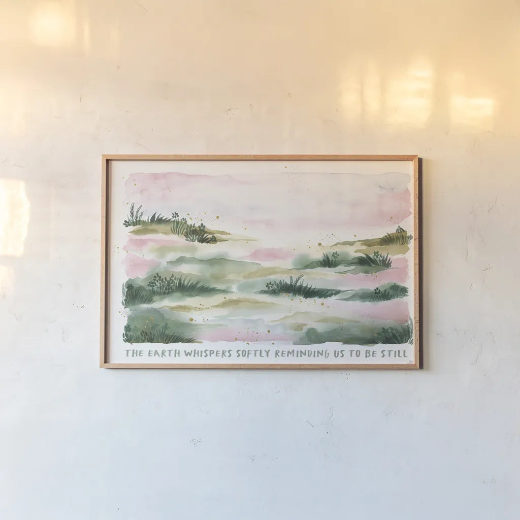 Midsummer Meadow IV by Laura Marshall. shown as a paper print in a natural frame. Available as a archival giclee rolled canvas, fine art paper, or poster print. SKU 101333i.