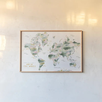 Midsummer Meadow Map by Laura Marshall. shown as a paper print in a natural frame. Available as a archival giclee rolled canvas, fine art paper, or poster print. SKU 101336i.