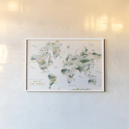 Midsummer Meadow Map by Laura Marshall. shown as a paper print in a white frame. Available as a archival giclee rolled canvas, fine art paper, or poster print. SKU 101336i.