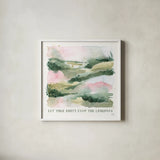 Midsummer Meadow V by Laura Marshall. Shown in a crisp white glass frame for a clean and minimalist style. Available as an archival giclee rolled canvas, fine art paper, or poster print. SKU 101334a.