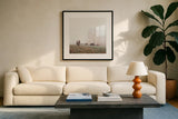 Misty Pasture by Laura Marshall. Displayed in a glass frame with matte in a clean modern living room. Available as an archival giclee rolled canvas, fine art paper, or poster print. SKU 68102a.