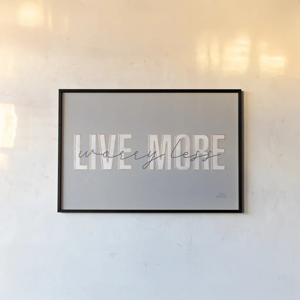 Morning Affirmations II Gray Horizontal by Laura Marshall. shown as a paper print in a black flame. Available as a archival giclee rolled canvas, fine art paper, or poster print. SKU 69340i.