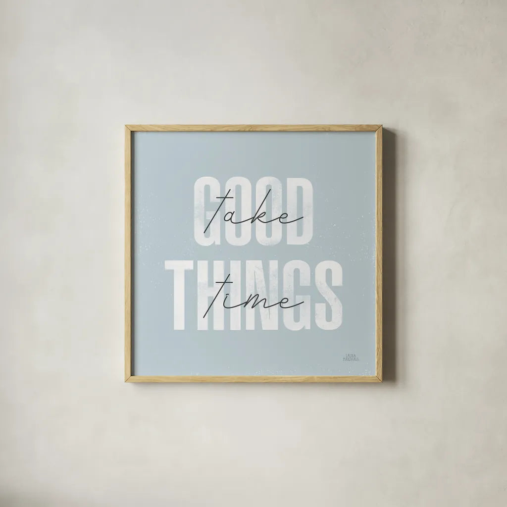 Morning Affirmations III by Laura Marshall. Shown in a natural wood glass frame for a timeless modern aesthetic. Available as an archival giclee rolled canvas, fine art paper, or poster print. SKU 53868a.