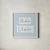 Morning Affirmations III by Laura Marshall. Shown in a crisp white glass frame for a clean and minimalist style. Available as an archival giclee rolled canvas, fine art paper, or poster print. SKU 53868a.