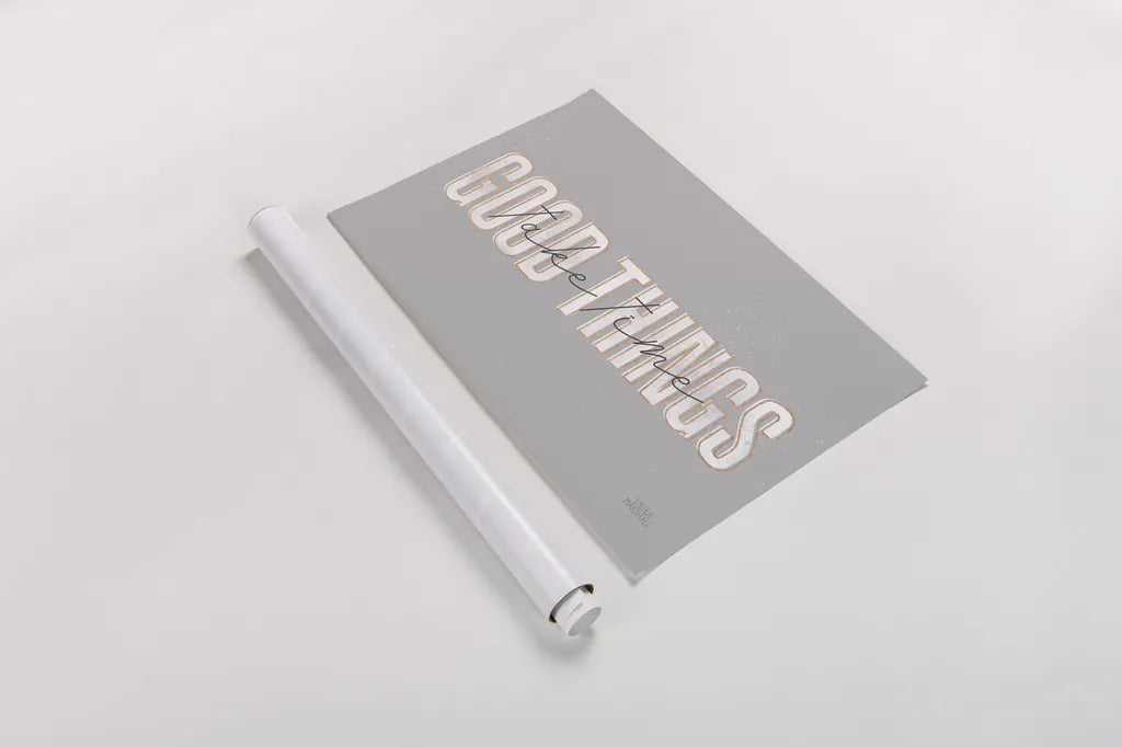 Morning Affirmations III Gray Horizontal by Laura Marshall. shown as a rolled paper print. Available as archival giclee rolled canvas, fine art paper, or poster print. SKU 69341i.