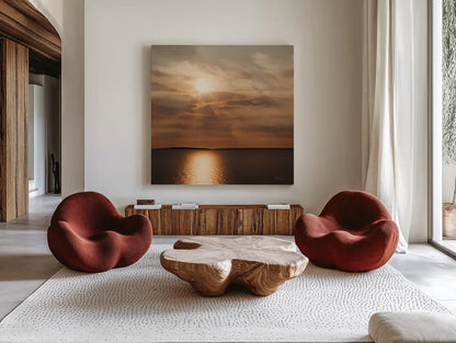 Morning Spotlight by Laura Marshall. Shown as extra-large giant wall art in a modern living room. Available as an archival giclee rolled canvas, fine art paper, or poster print. SKU 16350a.